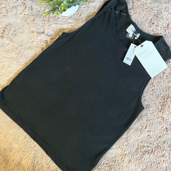 NWT Current/Elliot Black The Tied Up Muscle Linen Blend Tank Top Size 0 FLAW - Picture 14 of 14